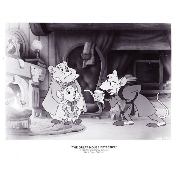 Basil & Dawson Promo Photograph Disney The Great Mouse Detective 1986 8x10 - Picture 1 of 1
